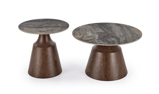 TOWER set of 2 c.tables brown marble / walnut