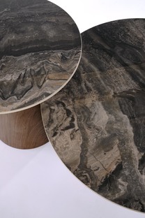 TOWER set of 2 c.tables brown marble / walnut