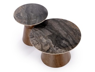 TOWER set of 2 c.tables brown marble / walnut
