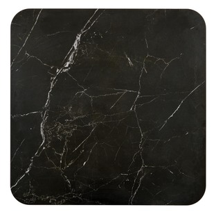 VICKER coffee table with pouffes, table top: black marble, frame: black / walnut, pouffe: d.grey