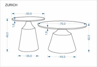 ZURICH set of 2 c.tables travertine / cashmere