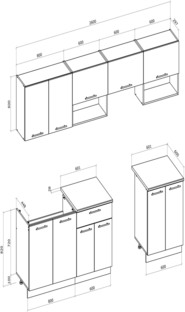 VIOLA 260 kitchen set, cremona oak / cashmere