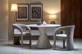 ABBOT round table, light travertine