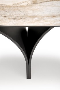 ALTER oval table, beige marble / black