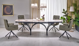 ALTER oval table, beige marble / black