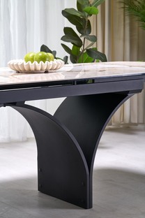 ALTER oval table, beige marble / black