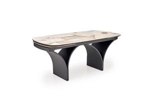 ALTER oval table, beige marble / black
