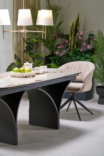 ALTER oval table, beige marble / black