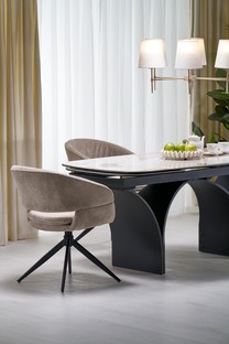 ALTER oval table, beige marble / black