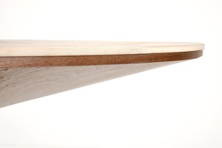 ARANI round table, beige marble / walnut