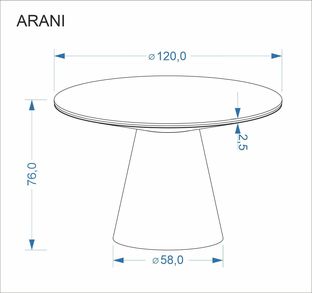 ARANI round table, beige marble / walnut