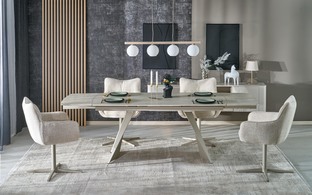 ARMANI extension table, trawertine / cashmere