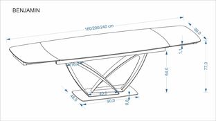 BENJAMIN extension table, beige / cashmere