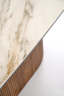 FLAVOR extension table, white marble / walnut