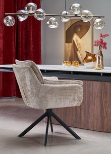 FLAVOR extension table, white marble / walnut