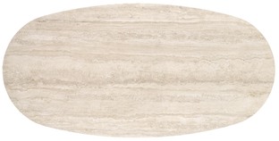 JULIUS oval table, light travertine / black