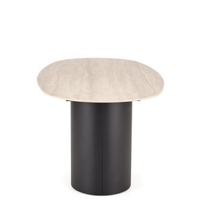 JULIUS oval table, light travertine / black