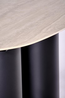 JULIUS oval table, light travertine / black