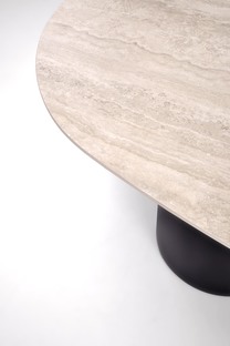 JULIUS oval table, light travertine / black