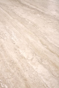 JULIUS oval table, light travertine / black