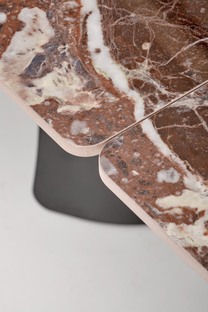 MARVIN extension table, top - maroon marble, legs - black