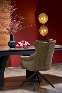 MARVIN extension table, top - maroon marble, legs - black