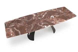 MARVIN extension table, top - maroon marble, legs - black
