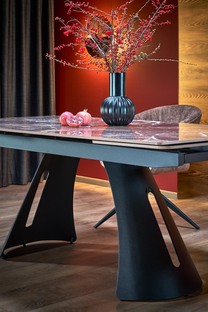 MARVIN extension table, top - maroon marble, legs - black