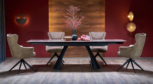 MARVIN extension table, top - maroon marble, legs - black