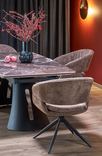 MARVIN extension table, top - maroon marble, legs - black