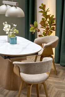 SIRIUS extension table, white marble / natural