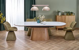 SIRIUS extension table, white marble / natural