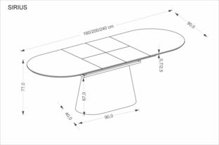 SIRIUS extension table, white marble / natural