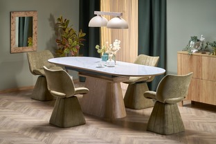 SIRIUS extension table, white marble / natural