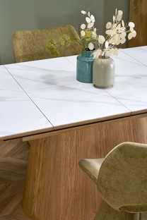 SIRIUS extension table, white marble / natural