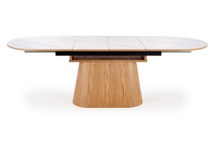 SIRIUS extension table, white marble / natural