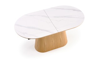 SIRIUS extension table, white marble / natural