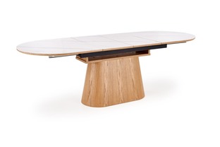 SIRIUS extension table, white marble / natural
