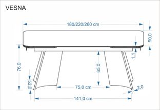 VESNA extension table, color: beige marble