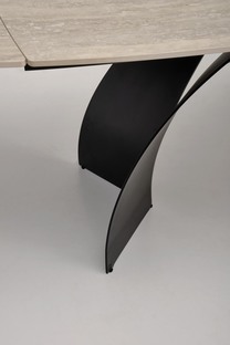 VITRUS extension table, light travertine / black