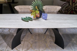 VITRUS extension table, light travertine / black