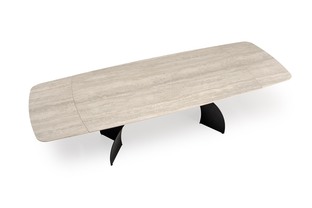 VITRUS extension table, light travertine / black