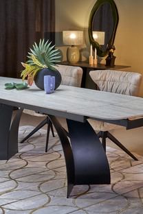 VITRUS extension table, light travertine / black