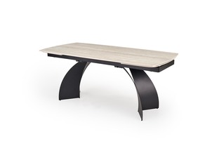 VITRUS extension table, light travertine / black