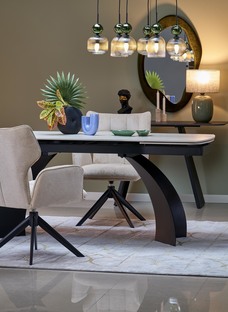 VITRUS extension table, light travertine / black