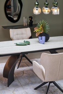 VITRUS extension table, light travertine / black