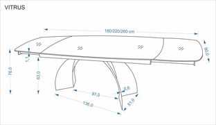 VITRUS extension table, light travertine / black