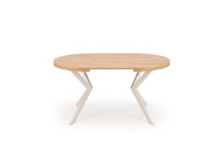 PERONI extension table, hikora oak / cashmere