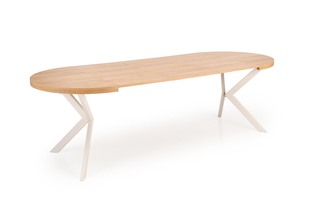 PERONI extension table, hikora oak / cashmere