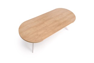 PERONI extension table, hikora oak / cashmere